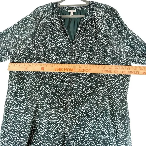 Joie Green Animal Print Short Dress Balloon Sleeve Womens SIZE XL Tunic Ditsy - Picture 4 of 13